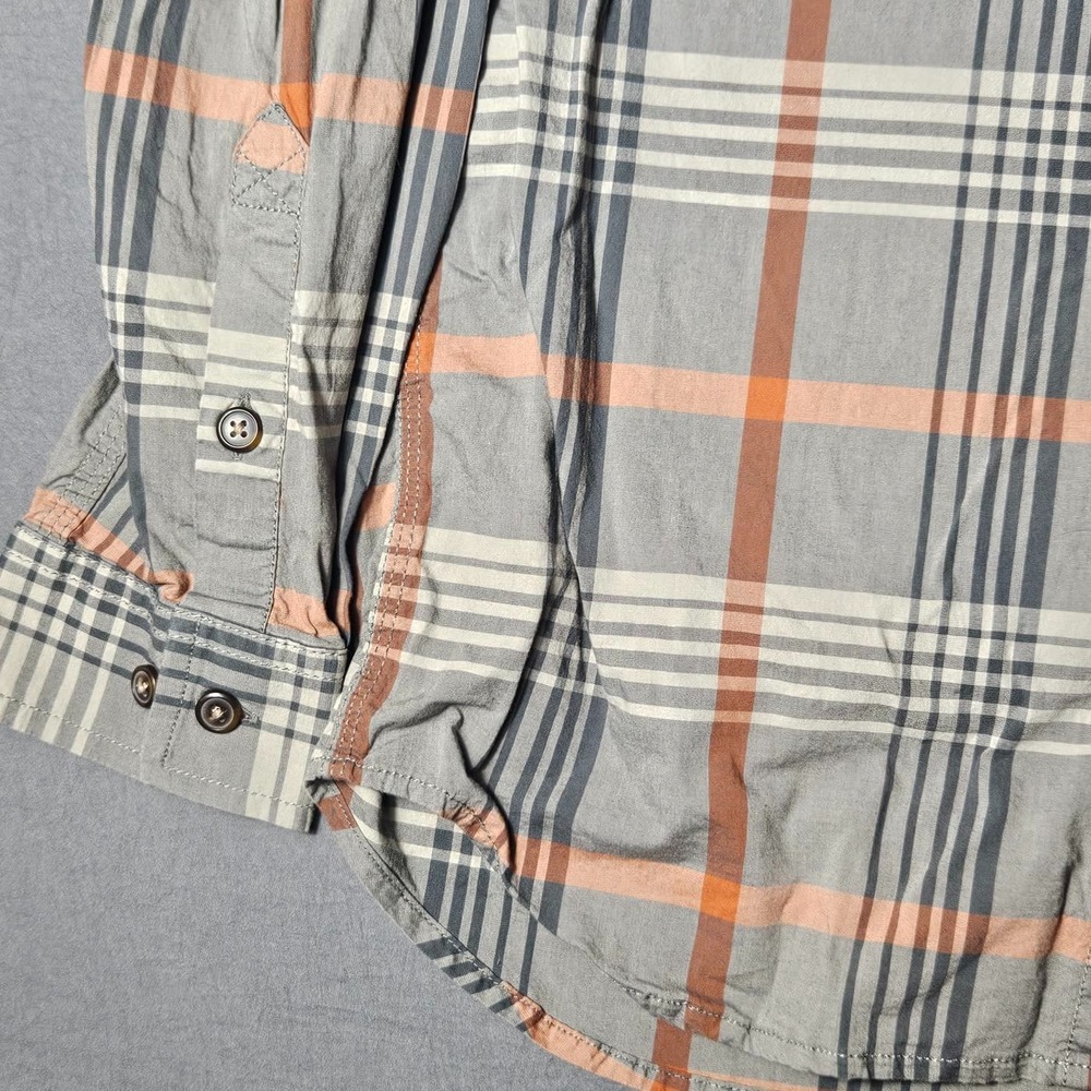 Carhartt Relaxed Fit Plaid Button Up Shirt Mens Small Gray Orange Long Sleeve - Picture 4 of 12